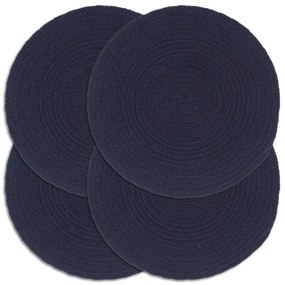 vidaXL Individuais mesa 4 pcs algodão liso 38 cm redondo azul-marinho
