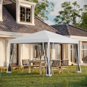 Tenda pop-up Barnum dobrável estilo colonial 3 x 3 m, com 4 redes mosquiteiras + saco de transporte creme