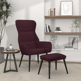 vidaXL Cadeira de descanso com banco tecido roxo