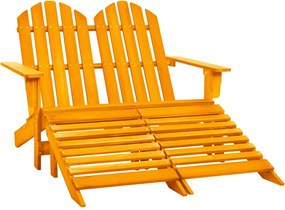 vidaXL Cadeira de jardim e otomano Adirondack 2 lugares abeto laranja