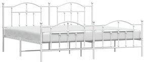 Estrutura de cama com cabeceira e pés 200x200 cm metal branco