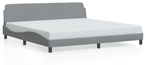 Estrutura de cama 200x200 cm tecido cinzento-claro