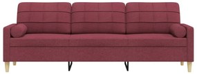 Sofá 3 lug. + almofadas decorativas 210cm tecido vermelho tinto