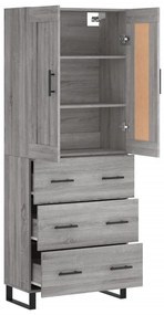Armário alto 69,5x34x180 cm derivados de madeira sonoma cinza