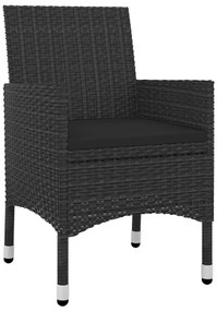 5 pcs conjunto de jantar p/ jardim c/almofadões vime PE e vidro