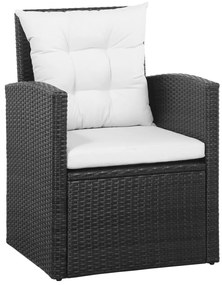 5 pcs conjunto lounge de jardim c/ almofadões vime PE preto