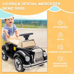 Carro Andador com Licença da Mercedes-Benz 300S com Armazenamento Volante Sistema Anti-Tombo  77,5x41,5x45 cm Preto