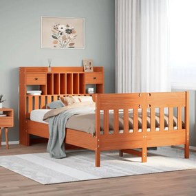 Cama sem colchão 120x200 cm madeira pinho maciça castanho-mel