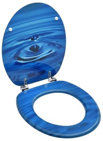 Assento sanita c/ tampa MDF design gotas de água azul