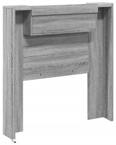 Armário de cabeceira c/ luzes LED 100x16,5x103,5cm cinza sonoma