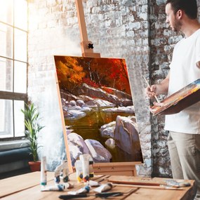 Cavalete de desenho Tripé com gaveta em madeira 100% faia para telas até 92 cm para estudantes e adultos 44 x 41,5 x 151-194,5 cm