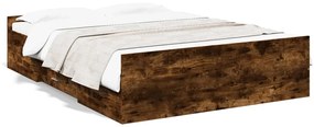 vidaXL Estrutura de cama c/ gavetas derivados madeira carvalho fumado
