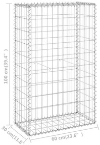 Muro gabião com tampas aço galvanizado 60x30x100 cm