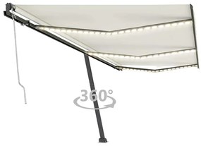 Toldo automático com LED e sensor de vento 600x300 cm cor creme