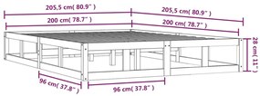 Estrutura de cama 200x200 cm madeira maciça preto