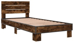 Estrutura de cama derivados de madeira e metal carvalho fumado