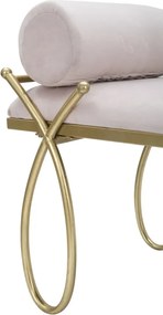 BANCO RIBBON 112,5X49X53 CM ROSA E DOURADO