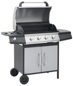 3072536 vidaXL Grelhador/barbecue a gás 4+1 zonas de cozinhar preto e prateado