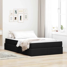vidaXL Cama com arrumação e colchão Preto 120 x 190 cm Poliéster
