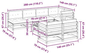 8 pcs conj. sofás jardim c/ almofadões madeira pinho impregnada