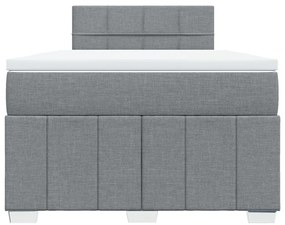 Cama boxspring com colchão 120x190 cm tecido cinzento-claro