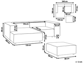 Sofá de canto modular 2 lugares com repousa-pés em linho creme à direita APRICA Beliani