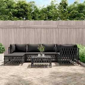 vidaXL 7 pcs conjunto lounge de jardim com almofadões aço antracite
