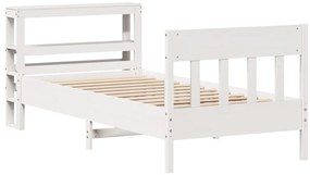 Cama sem colchão 90x200 cm madeira de pinho maciça branco