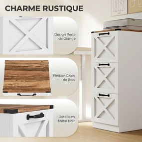 Bloco gavetas escritorio, 40 x 40 x 101 cm, 3 Gavetas para Pastas Suspensas, Branco