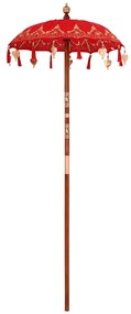 vidaXL Parasol Balinês Vermelho x 260 cm Algodão e madeira sólida