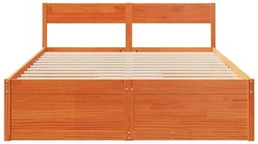 Cama sem colchão 160x200 cm madeira pinho maciço castanho-mel