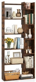 Estante de madeira com 6 níveis, 2 kits antitombamento, 11 prateleiras abertas, móveis de armazenamento decorativos naturais e práticos