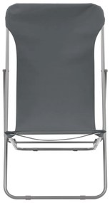 Cadeiras de praia dobráveis 2 pcs aço e tecido oxford cinzento