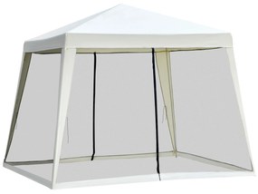 Outsunny Tenda Dobrável de Jardim 3x3 m com 4 Painéis Laterais Rede Mosquiteira com Zíper Proteção UV para Pátio e Exterior Bege | AOSOM Portugal