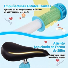Bicicleta Sem Pedais Infantil, 73 x 44 x 50 cm, Guiador e Selim Reguláveis, Azul+Branco
