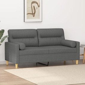 Sofá 2 lugares +almofadas decorativas 140cm tecido cinza-escuro
