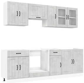 8 peças armário de cozinha conjunto Kalmar cinzento cimento