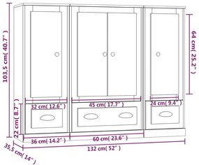 Aparadores altos 3 pcs derivados de madeira branco