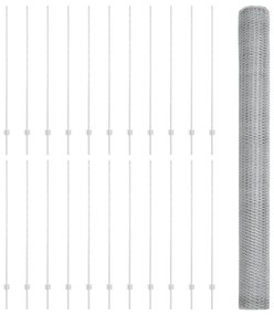 Postes de Cerca vidaXL 22 pcs U-Channel 160 cm Aço Galvanizado, Cerca