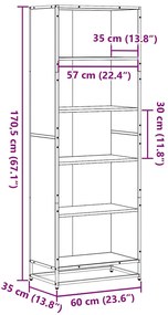 Estante 60x35x170,5 cm derivados de madeira cinzento sonoma