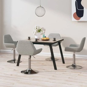 vidaXL Cadeiras de jantar giratórias 4 pcs tecido cinzento-claro
