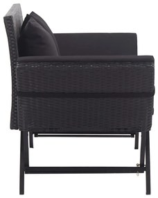 Banco de jardim c/ almofadões 176 cm vime PE preto