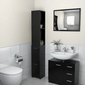 Armário de casa de banho 25x25x170 cm contraplacado preto