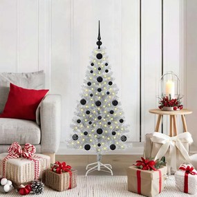 vidaXL Árvore de Natal com 150 LEDs com suporte Prateado 120 cm PET