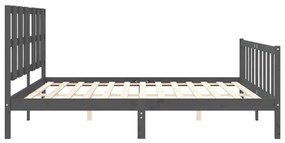 Estrutura de cama com cabeceira 200x200 cm madeira maciça cinza