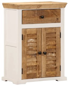 vidaXL Aparador madeira de mangueira áspera maciça branco/castanho