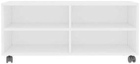 Móvel de TV com rodas 90x35x35 cm derivados de madeira branco