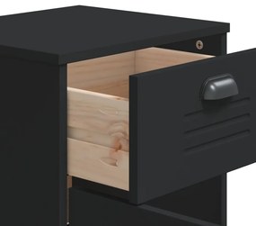 Mesa de cabeceira VIKEN madeira de pinho maciça preto