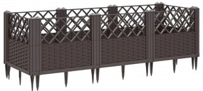 Vaso/floreira jardim c/ estacas 123,5x43,5x43,5 cm PP castanho