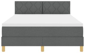 Cama Box Spring com Colchão &amp; LED Cinza Escuro 140x190 cm Tecido